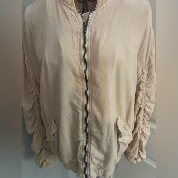 Free People Ruched Linen Bomber Jacket 💕 - Picture 5 of 9
